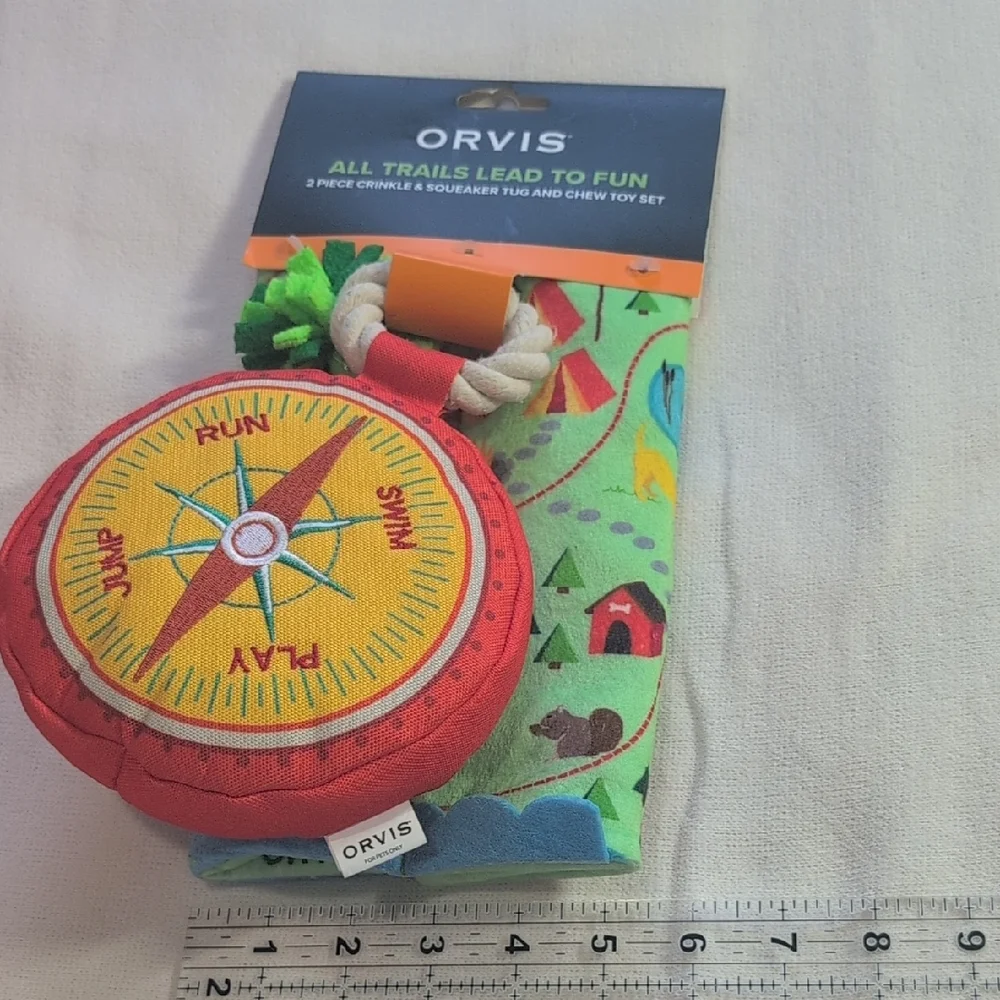 Orvis Dog Compass & Trail Map Crinkle/Squeaker Toy Set